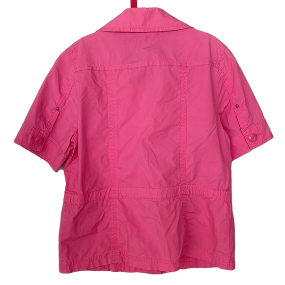 Chicos Hyper Pink Ricki Utility Button Down Short Sleeve Jacket - Picture 9 of 14
